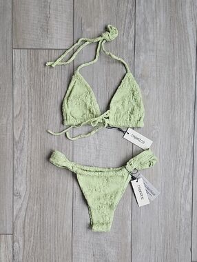 Montce Light Green Textured Triangle Bikini